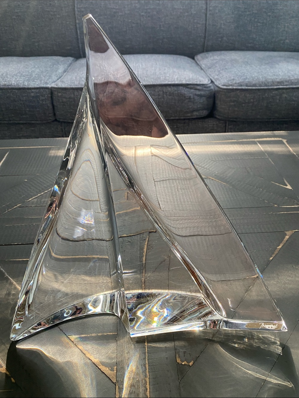 🩶Baccarat🩶Luminous Lead Crystal Alizee Sailboat Sculpture - Picture 6 of 14